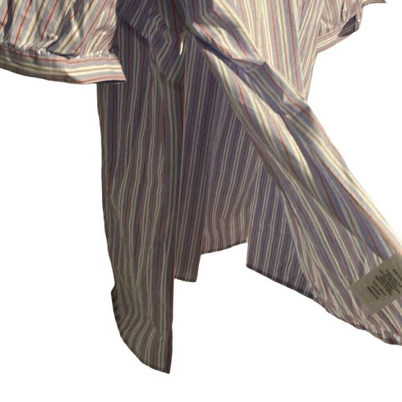 NWT Talbots Striped Split Neck Poplin Tie Sleeve Cotton Blouse Top Size 1XP - Picture 3 of 8